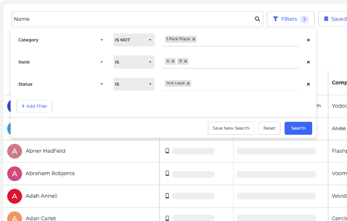 Advanced search filters in Wise Agent CRM to quickly find and segment real estate contacts